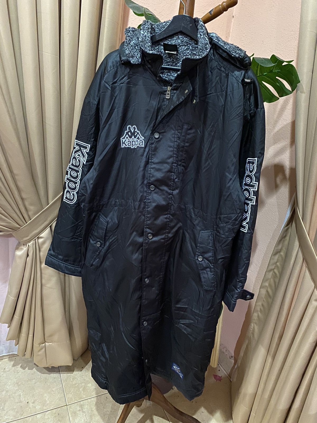Kappa Kappa Black Long Parka Coat - Vintage with Sherpa Lining Size US L / EU 52-54 / 3 - 2 Thumbnail