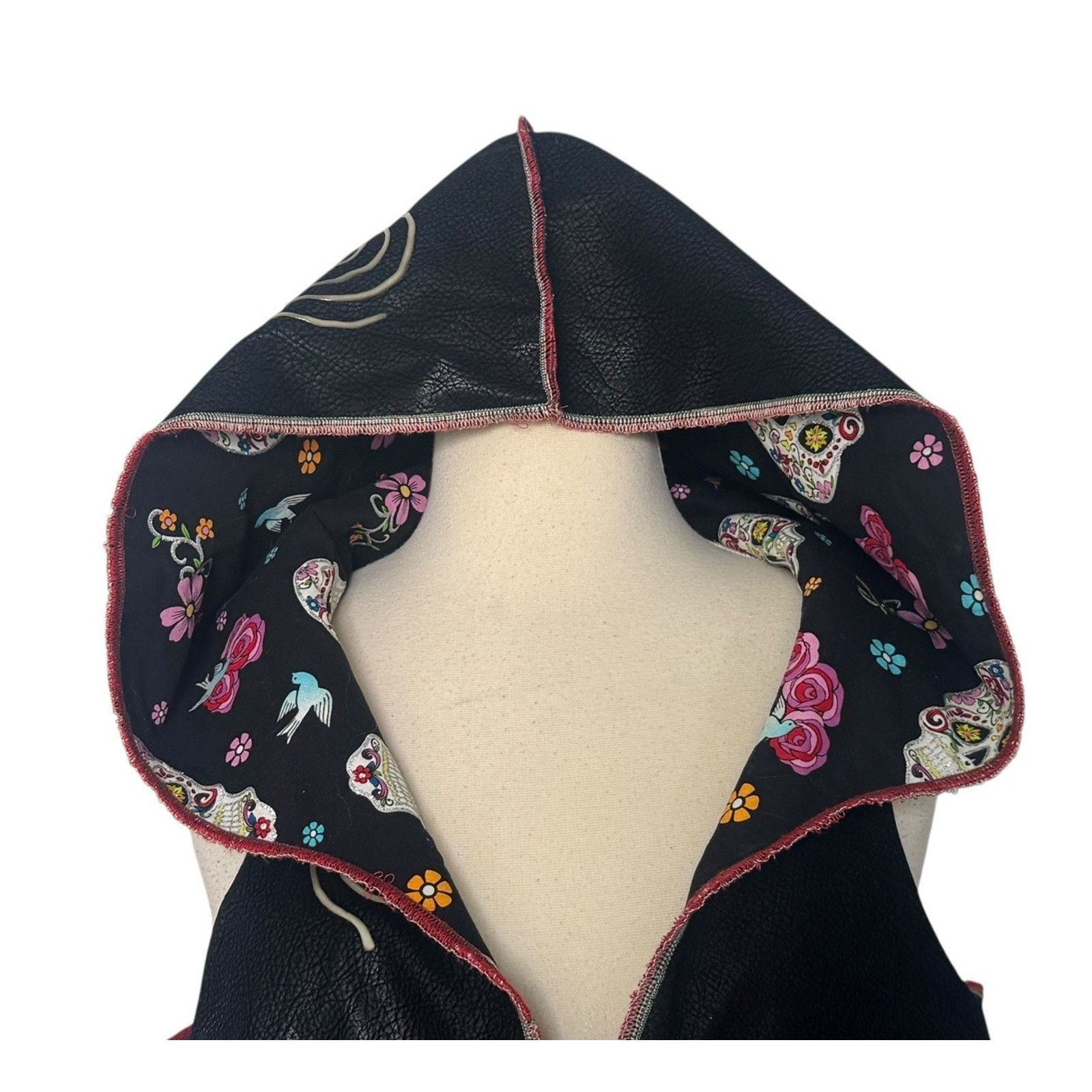 Other DIA DE LOS MUERTOS Skulls Vest Handmade Reversible Hooded Size L / US 10 / IT 46 - 12 Thumbnail