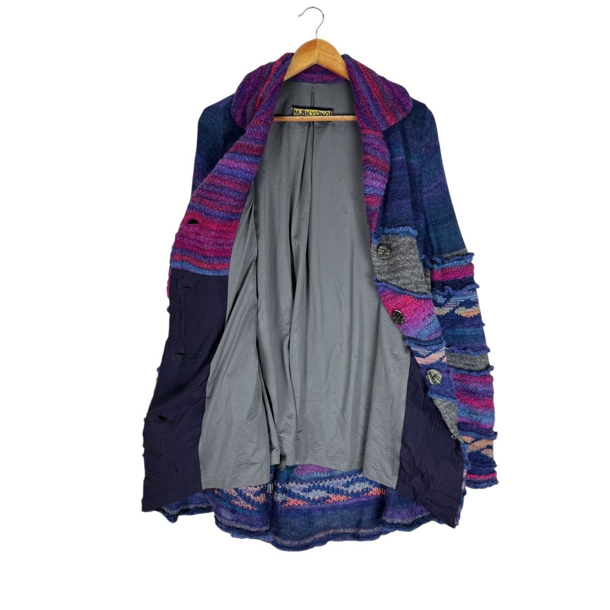 Japanese Brand ☀️M & KYOKO PATCHWORK KNITWEAR WOMEN JACKET LIKE KAPITAL Size M / US 6-8 / IT 42-44 - 10 Thumbnail