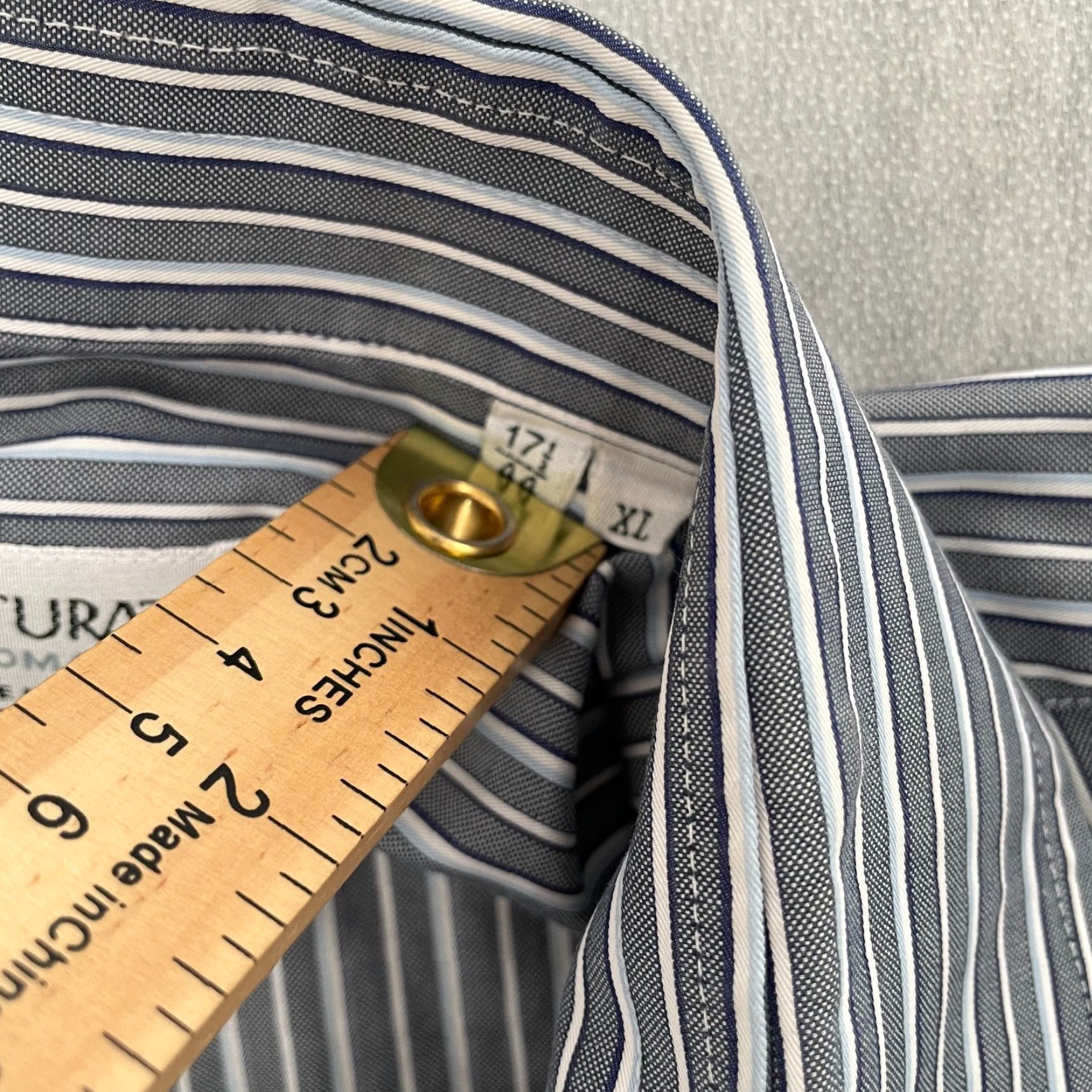 Vintage VINTAGE Culturata Shirt Men XL Gray White Striped Button-Up Collar Dress Shirt Italy Size US XL / EU 56 / 4 - 7 Thumbnail