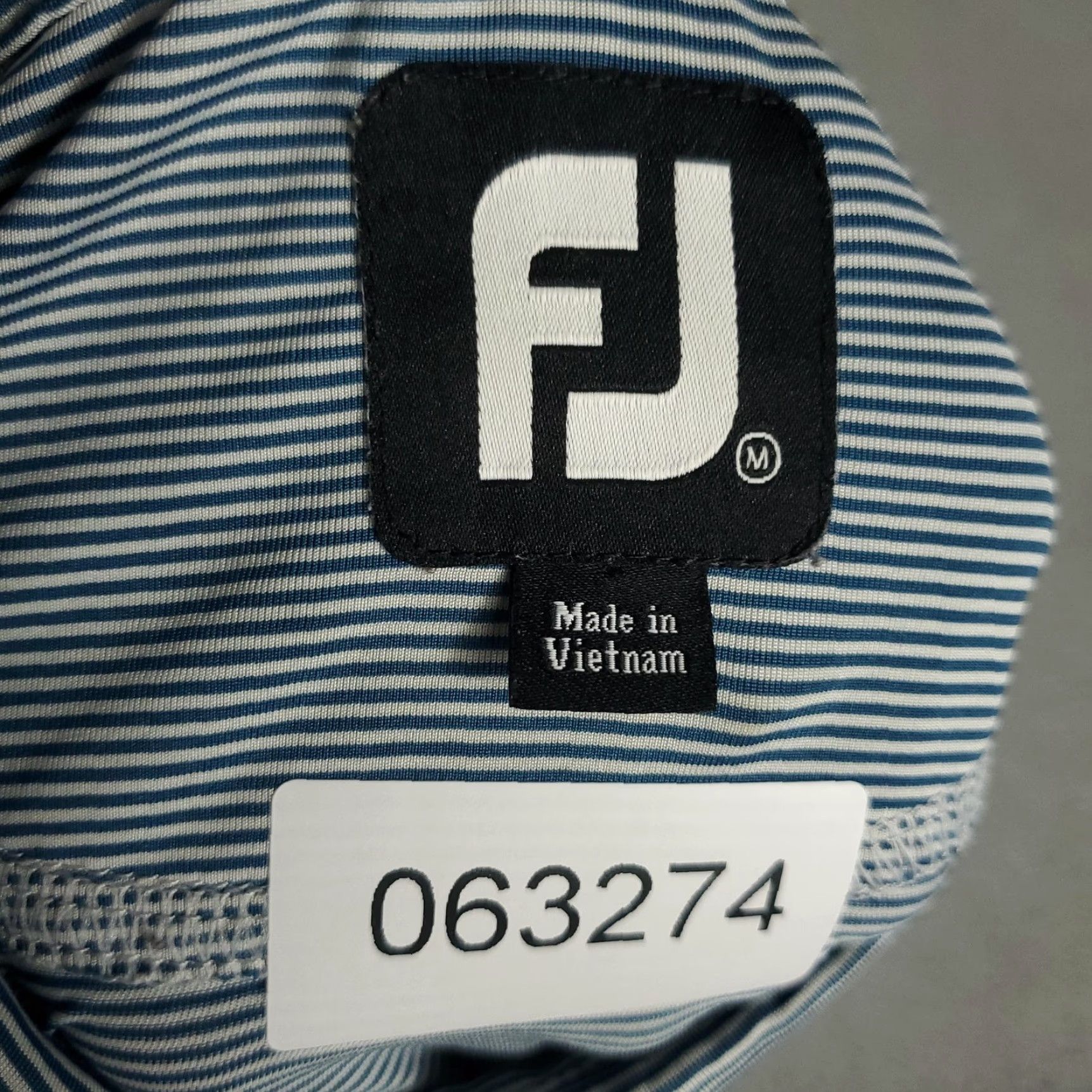 Footjoy FootJoy Performance Golf Polo Shirt Blue Striped Mens Medium Short Sleeve Size US M / EU 48-50 / 2 - 8 Thumbnail