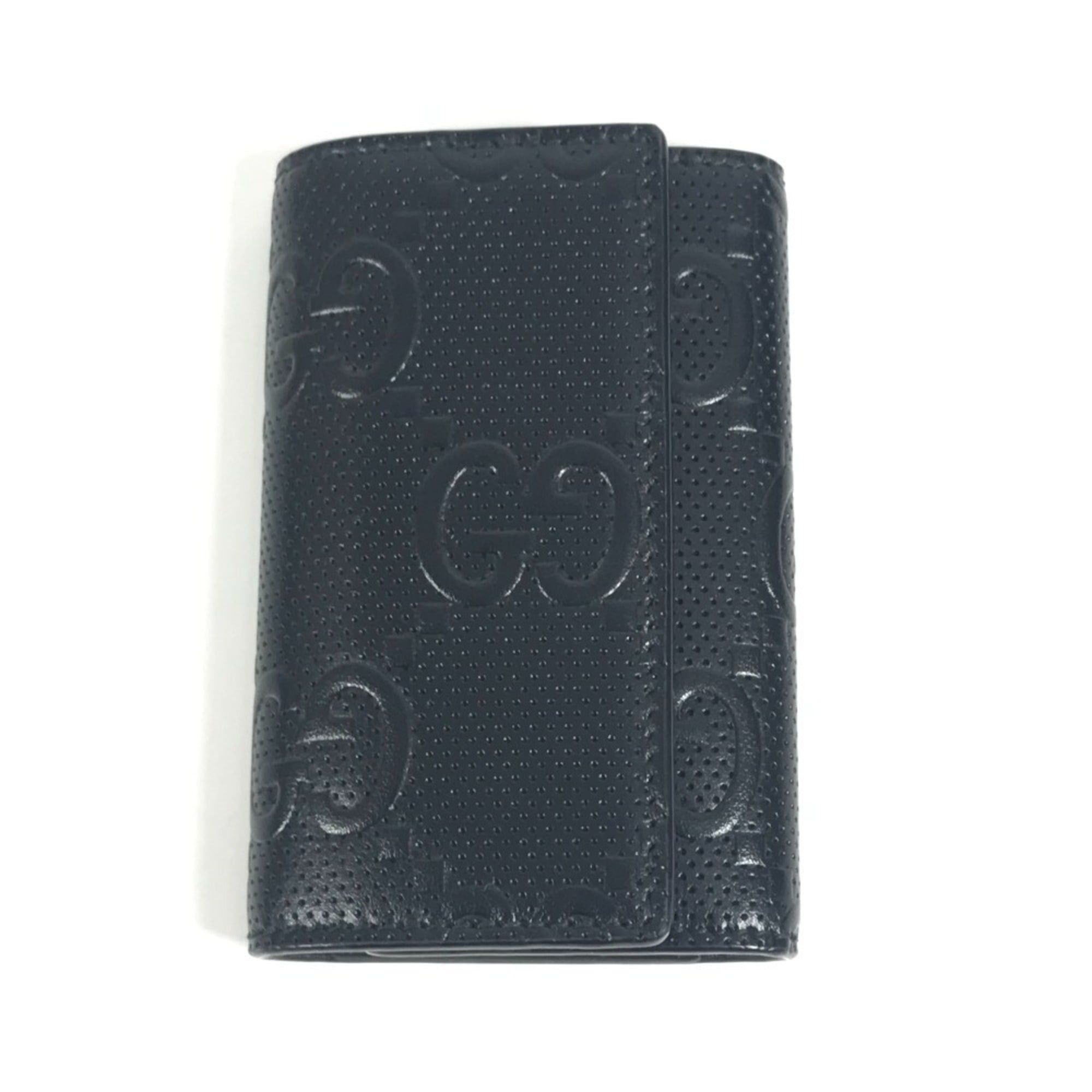 Gucci GUCCI 625565 GG Embossed Logo 6-Piece Key Case with Ring, Leather, Black, Men's/Women's Size ONE SIZE - 1 Thumbnail