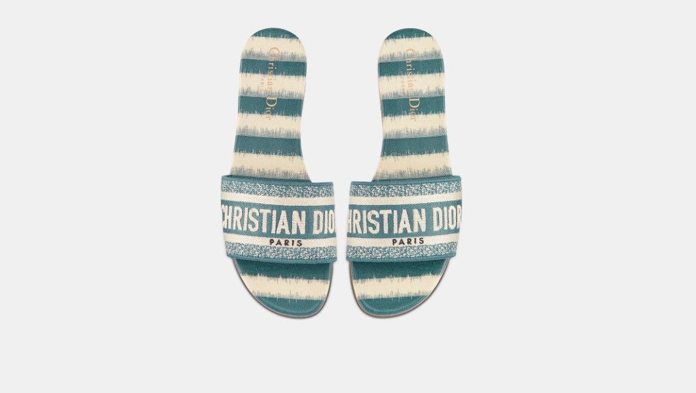 Dior o1w1db10924 D-Stripes Embroidered Cotton Slides Multicolor Size US 6 / IT 36 - 4 Thumbnail