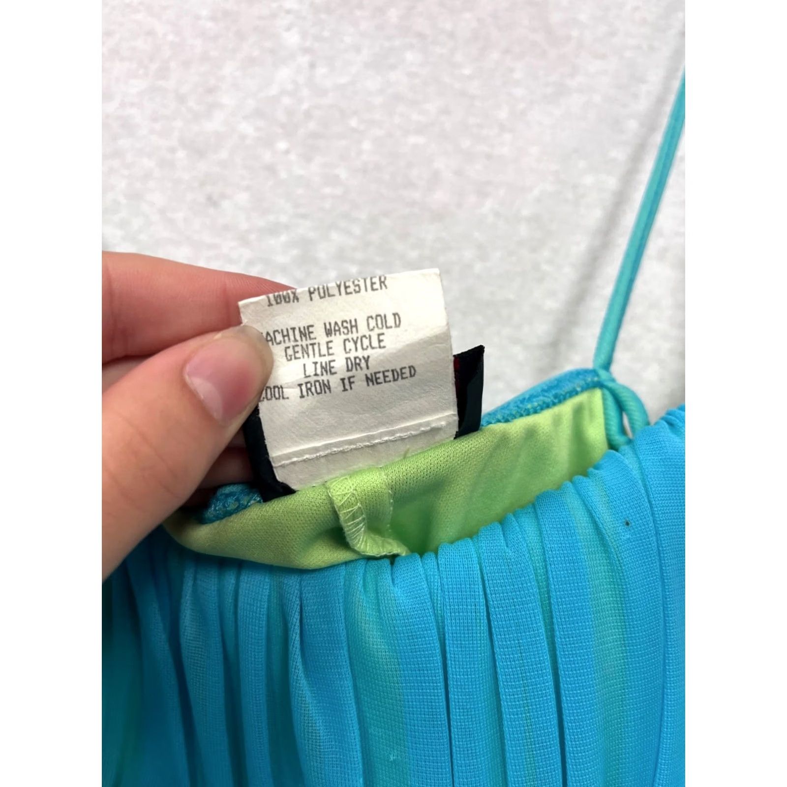 Vintage Studio Y Spaghetti Strap Layered Dress Unisex Adults L Blue & Green Knee Length Sundress Womens/Mens Size L / US 10 / IT 46 - 4 Thumbnail