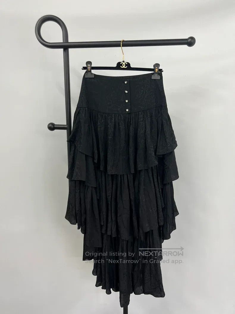 Chanel Chanel Black silk double C dark pattern printed cake skirt Size 25" / US 0 / IT 36 - 1 Thumbnail