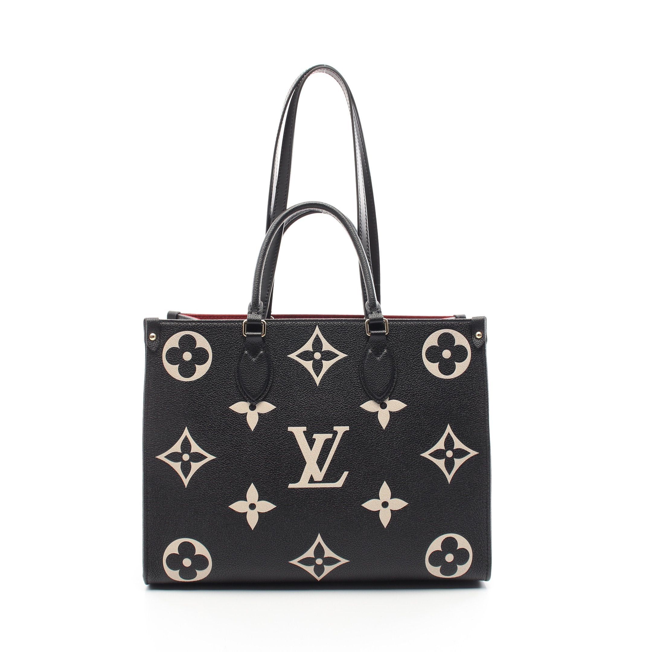 Louis Vuitton Louis Vuitton On-The-Go Mm Bicolor Monogram Empreinte Shoulder Bag Tote Grain Leather Black Beige Size ONE SIZE - 1 Thumbnail