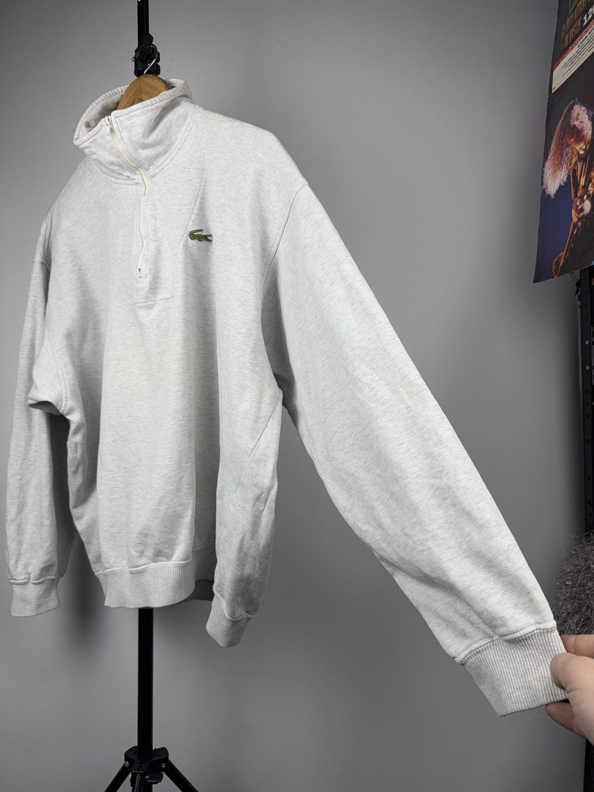 Lacoste 80s Chemise Lacoste Half Zip Sweatshirt Grey Made in France Size US M / EU 48-50 / 2 - 9 Thumbnail