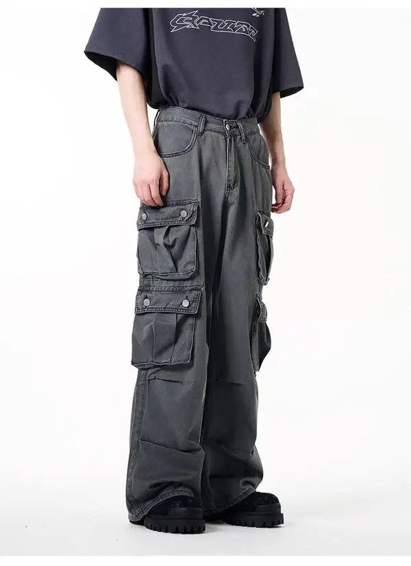 VIBE Retro High Street Hip Hop Wide Leg Loose Casual Pants Size US 32 / EU 48 - 3 Thumbnail