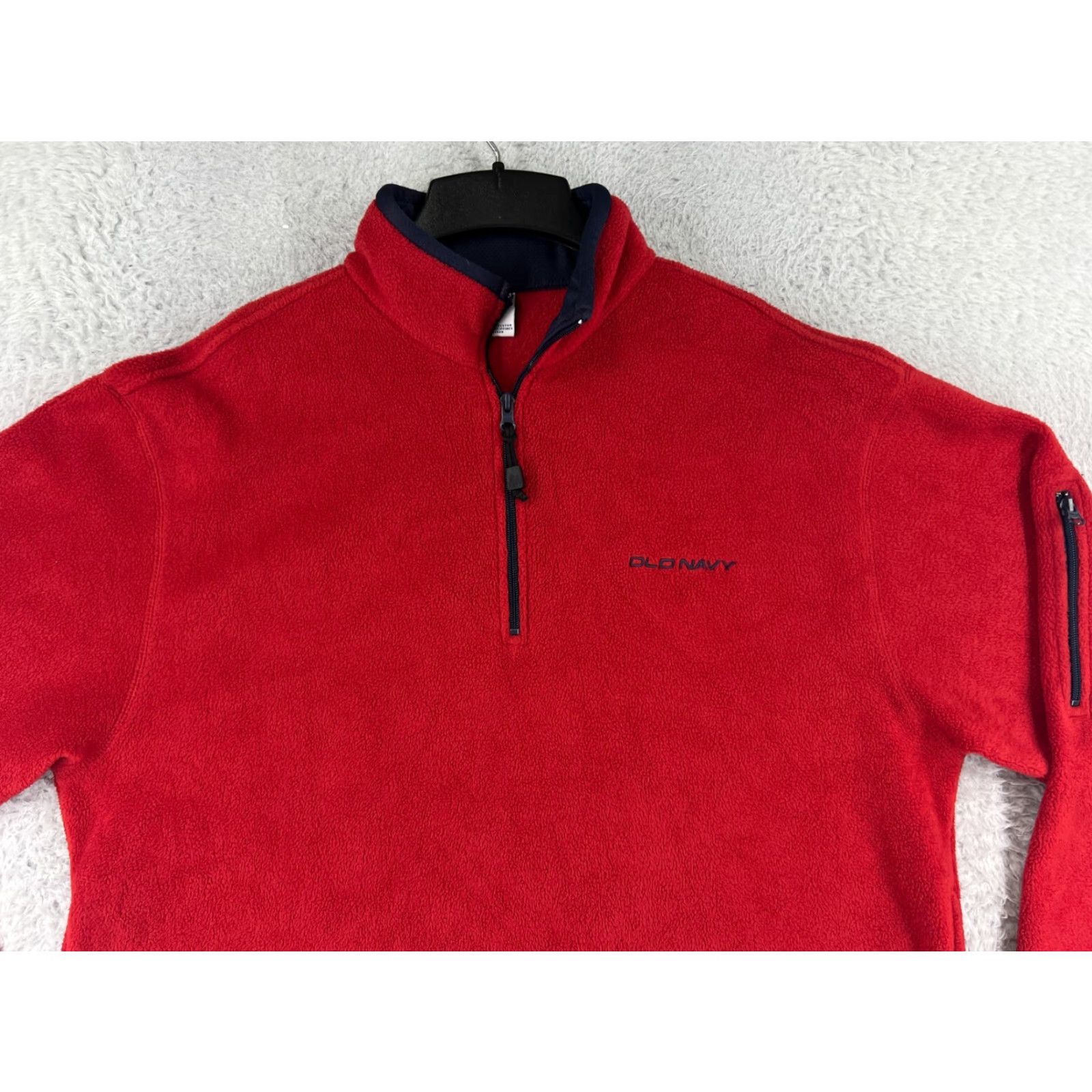 Old Navy Old Navy Mens Sweater Shirt Large Red 1/4 Zip Fleece Mock Neck Long Sleeve Polyester Embroidered Logo 90s? Size US L / EU 52-54 / 3 - 7 Thumbnail