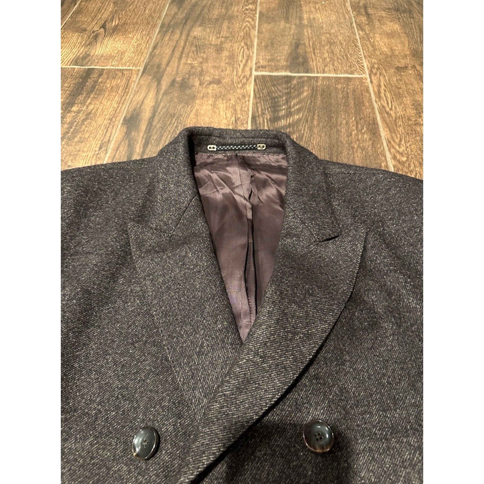 Vintage Carl Gross Black Line x Loro Piana 48R Sport Coat Mens Wool Gray Double-Breasted Notch Lapel 4-Button Regular Vintage No Size 48R - 5 Thumbnail