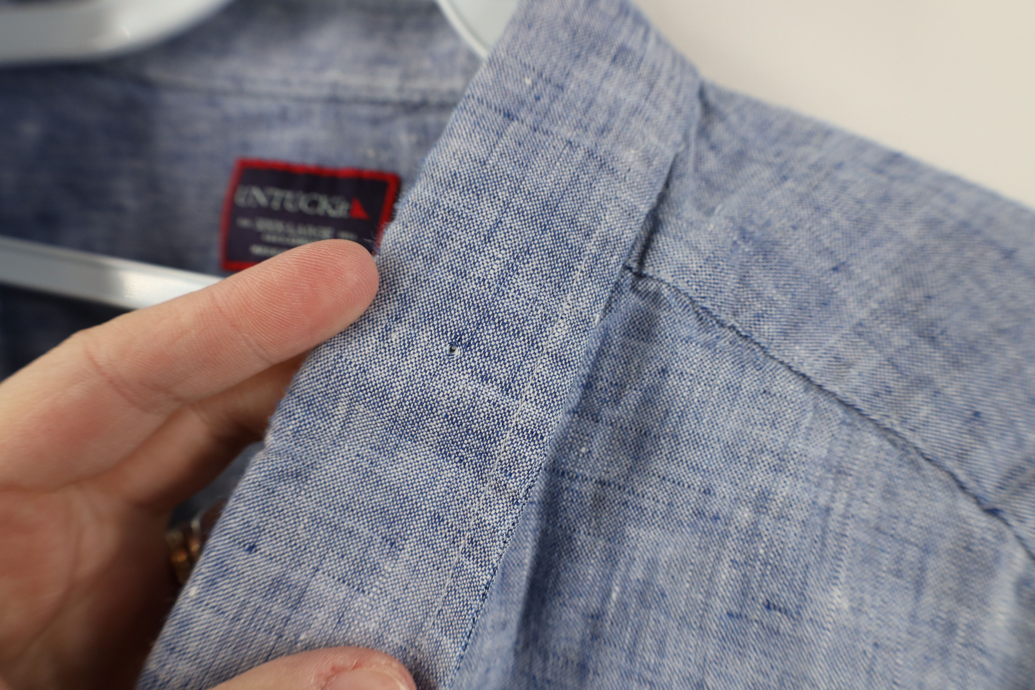 UNTUCKit Untuckit Chambray Linen Short Sleeve Collared Button Shirt Size US XL / EU 56 / 4 - 4 Thumbnail