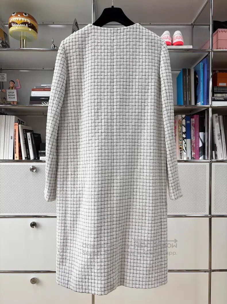 Chanel Chanel 16S white plaid long woven coat jacket Size S / US 4 / IT 40 - 3 Thumbnail