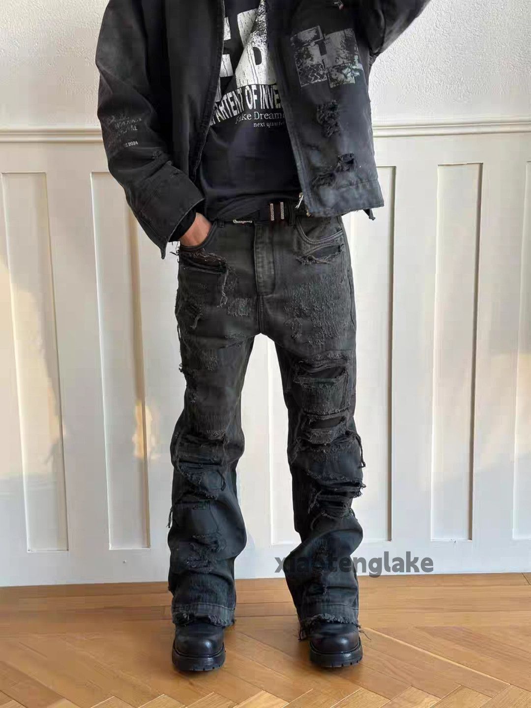 Jean zx asaprocky travisscott style flared ripped opium jeans Size US 30 / EU 46 - 4 Thumbnail