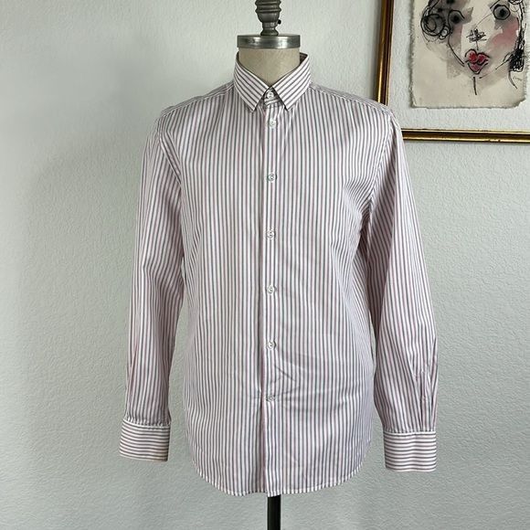 Versace Versace Collection Striped Button Down Embroidered Logo Men' Size US M / EU 48-50 / 2 - 2 Thumbnail
