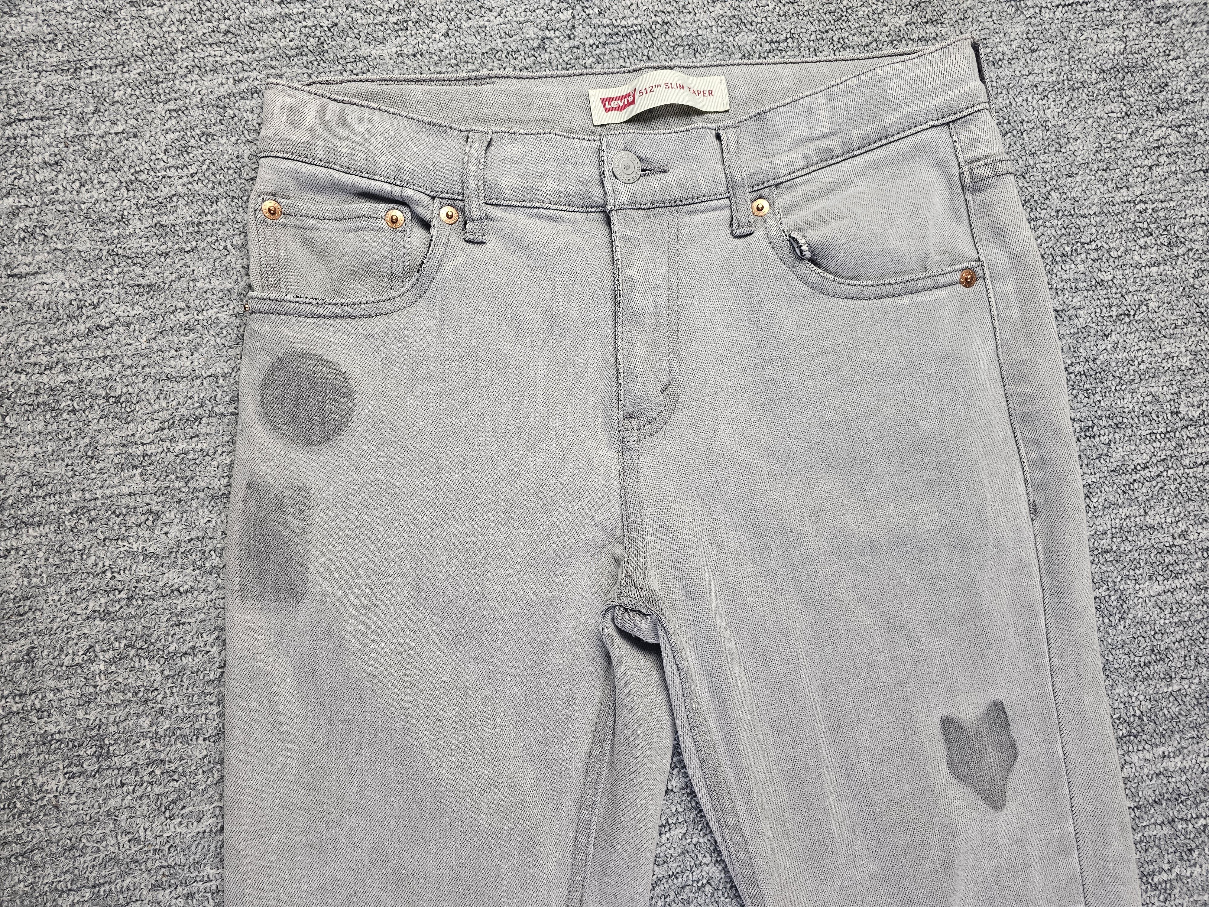 Levi's Levis 512 Slim Taper Jeans Women 29 Gray Heart Patch Y2K Size 29" - 3 Thumbnail