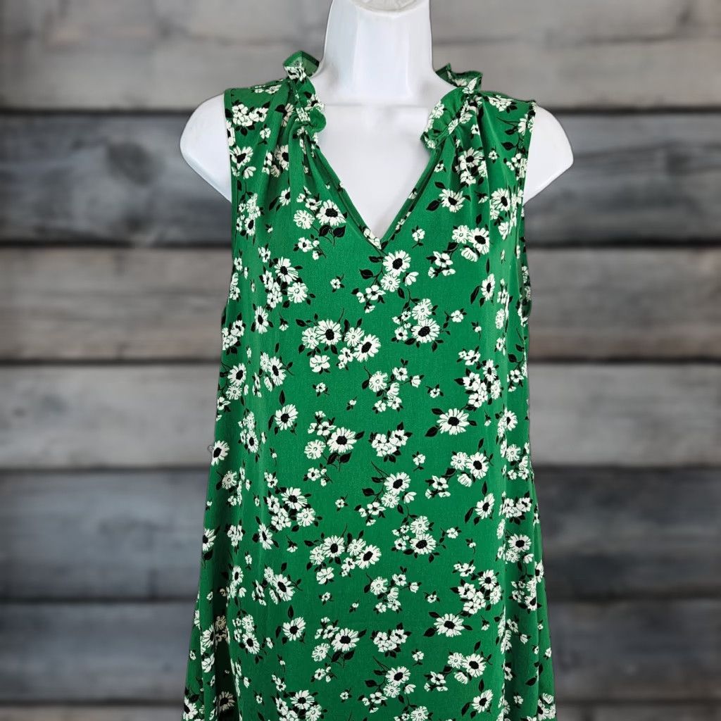 Vintage 41Hawthorn Womens Dress Sz Small Green White Floral Sleeveless V-Neck Knee Length A-Line Womens Size S / US 4 / IT 40 - 1 Thumbnail