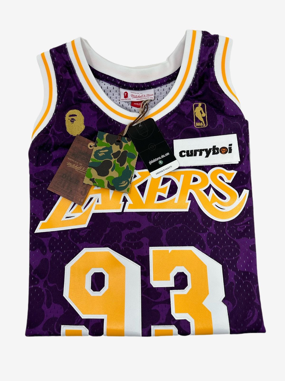 Bape × Mitchell & Ness BAPE x Mitchell & Ness Los Angeles Lakers Jersey Purple Size US XXL / EU 58 / 5 - 4 Thumbnail