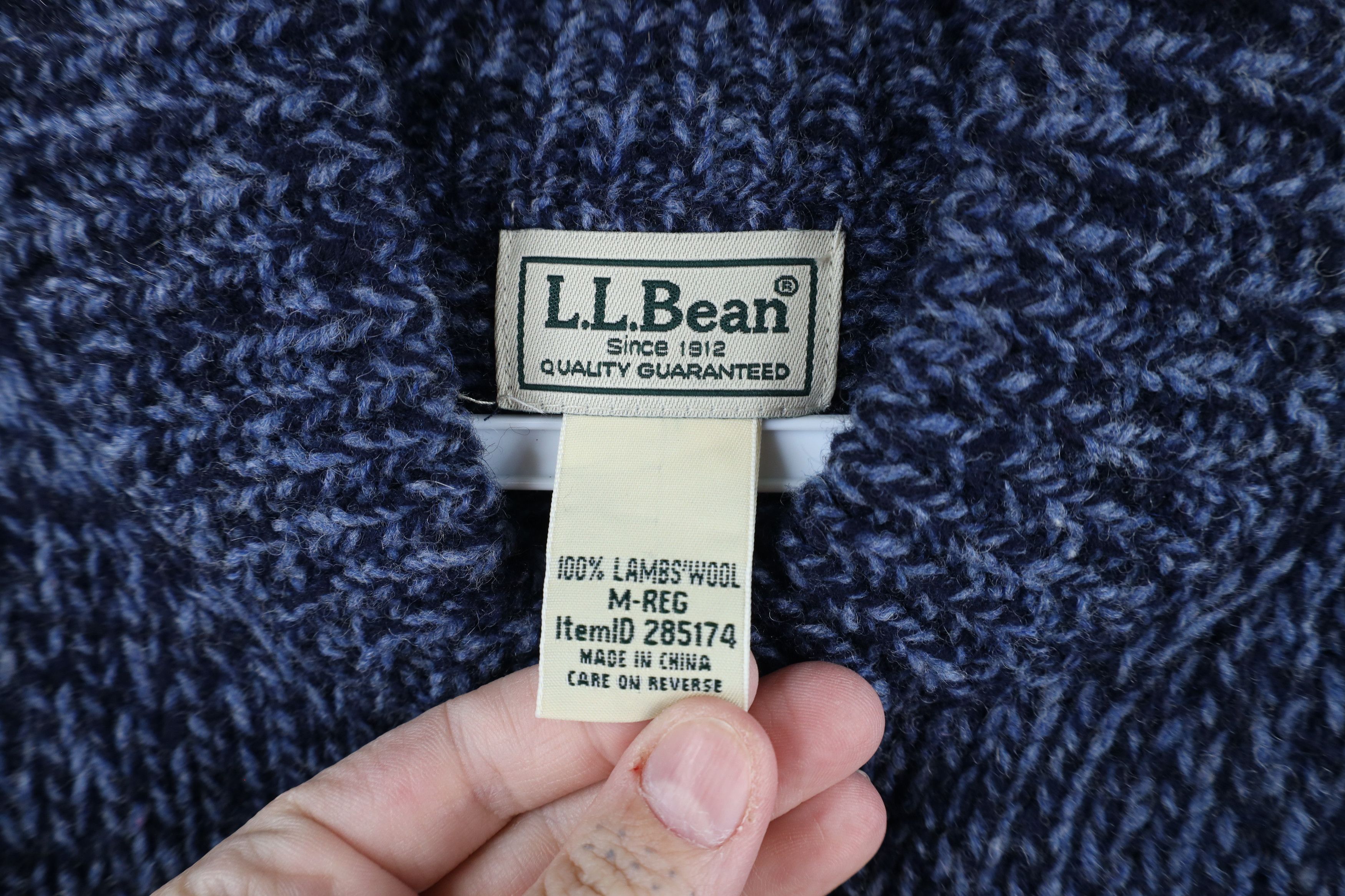 L.L. Bean Vintage 90s LL Bean Lambswool Henley Sweater Heather Blue Size US M / EU 48-50 / 2 - 5 Thumbnail