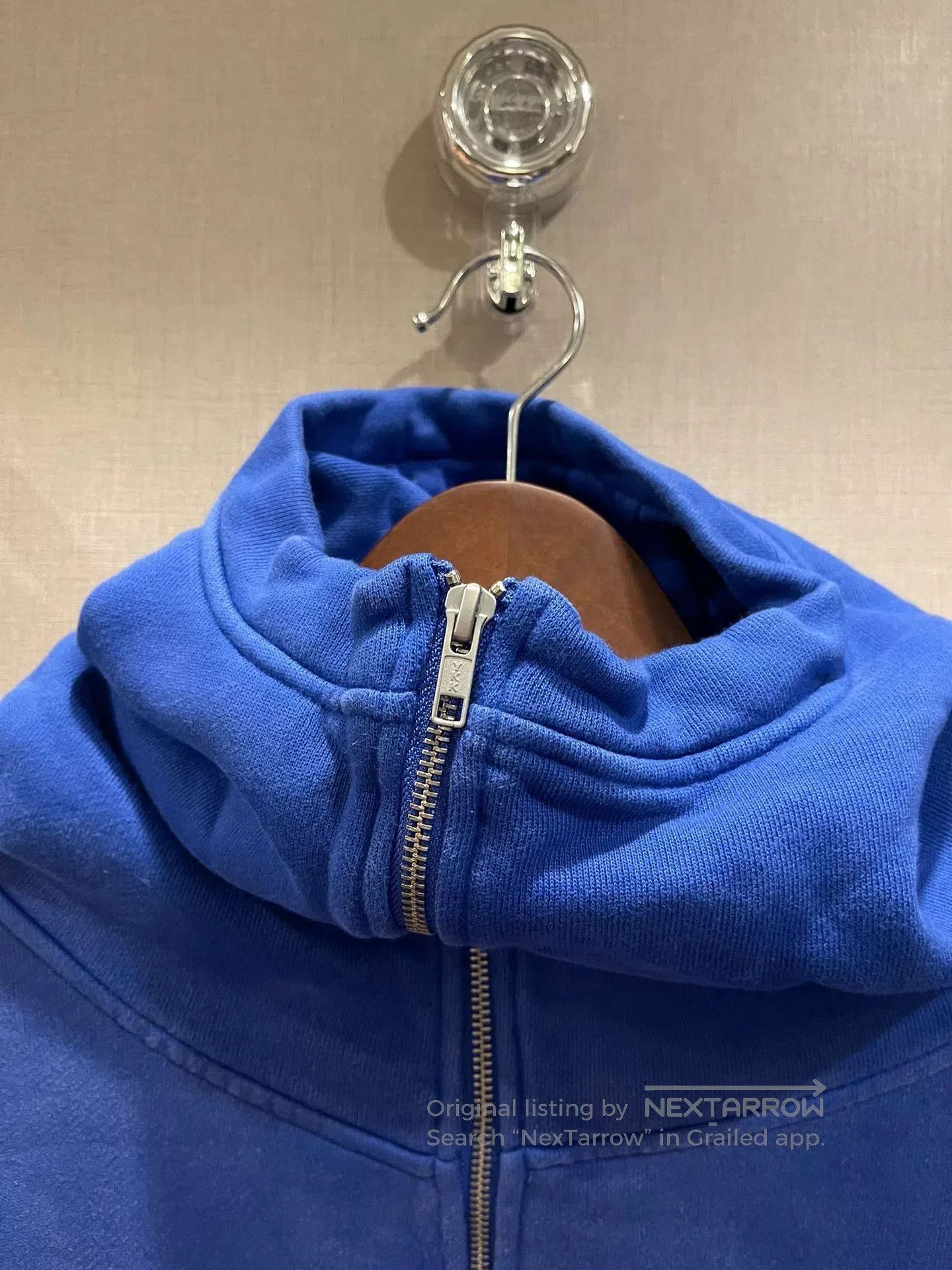 oversized blue zip.