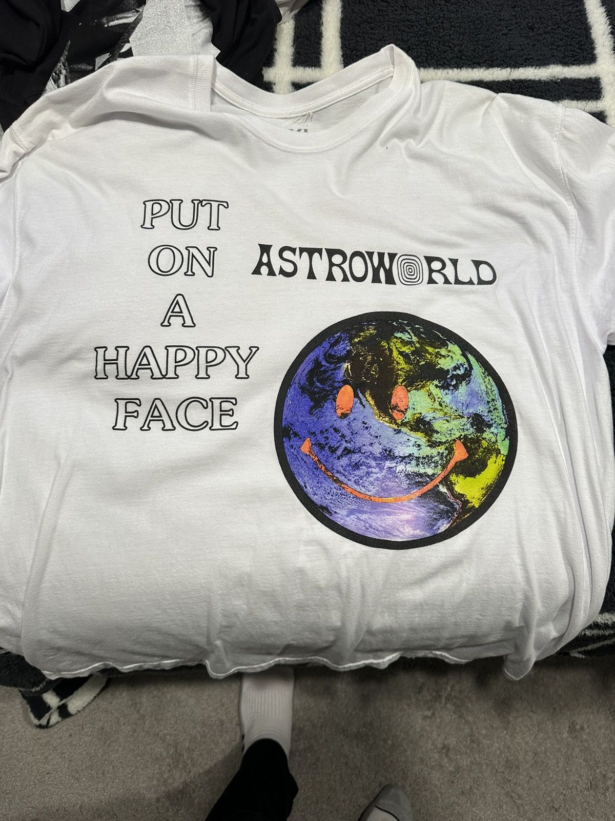 image of Travis Scott Astroworld "down To Earth" Tee in White, Men's (Size XL)