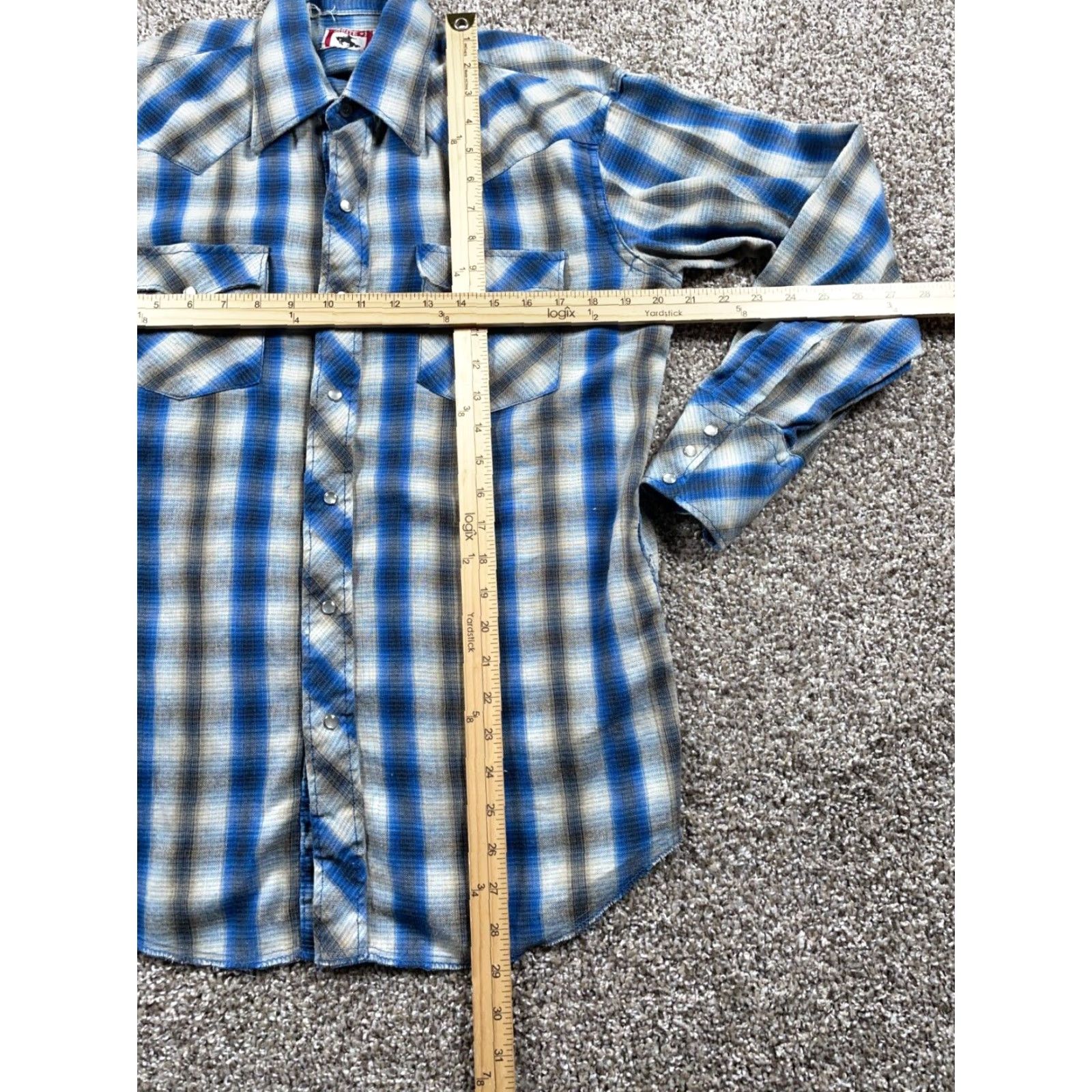 Vintage VINTAGE Men's 80s Shadow Plaid Flannel Western Shirt Medium Casual Workwear Gray Blue Pearl Snap Size US M / EU 48-50 / 2 - 5 Thumbnail