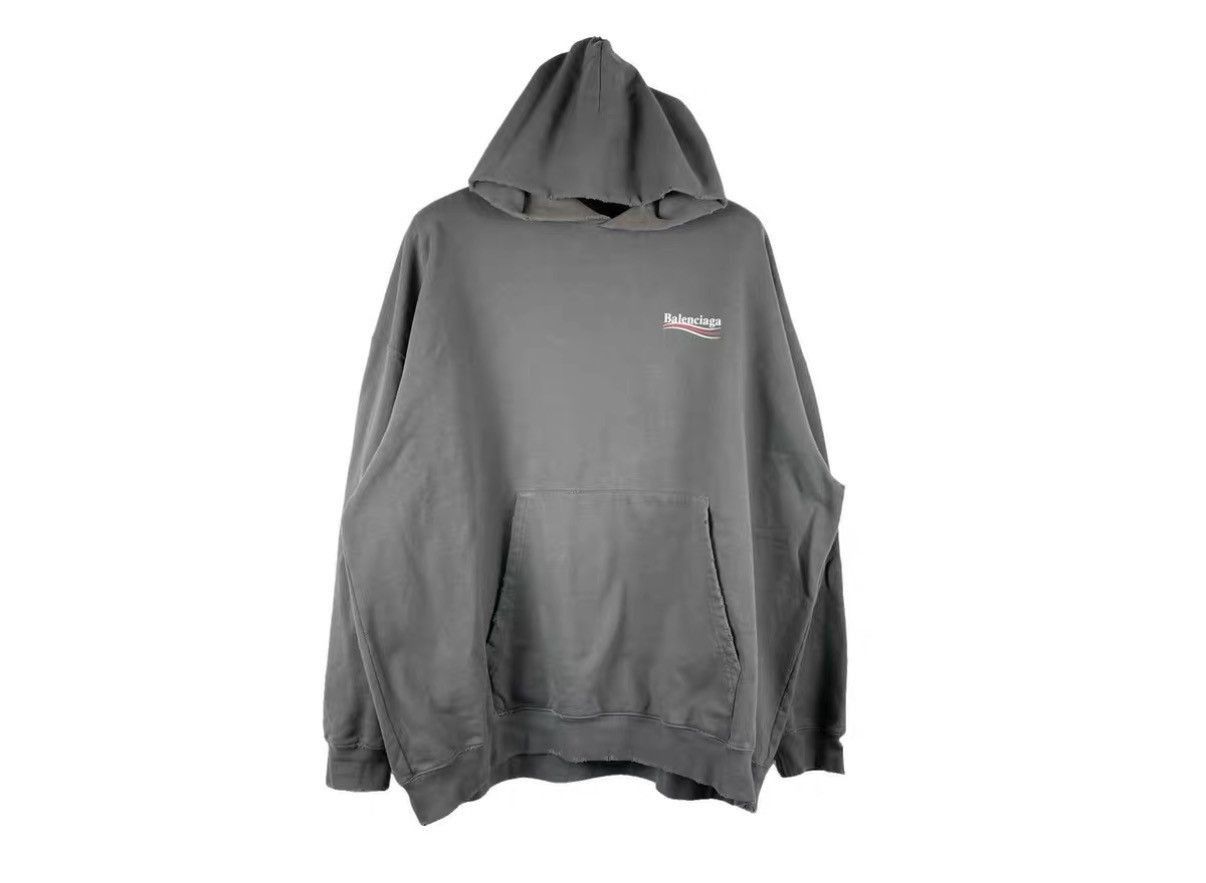 Balenciaga Gray Oversized Hoodie with Front Pocket Size US S / EU 44-46 / 1 - 1 Thumbnail