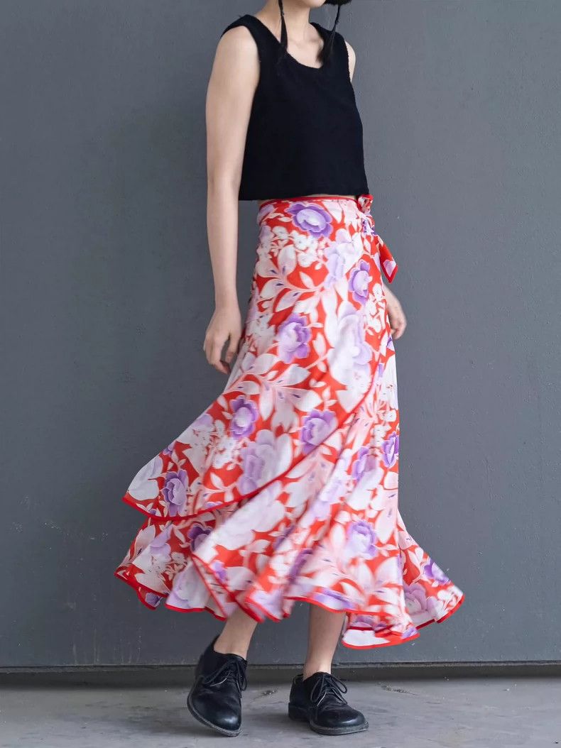 Kenzo KENZO sizeM Floral flowers wrap around the skirt vintage Size 25" / US 0 / IT 36 - 6 Thumbnail