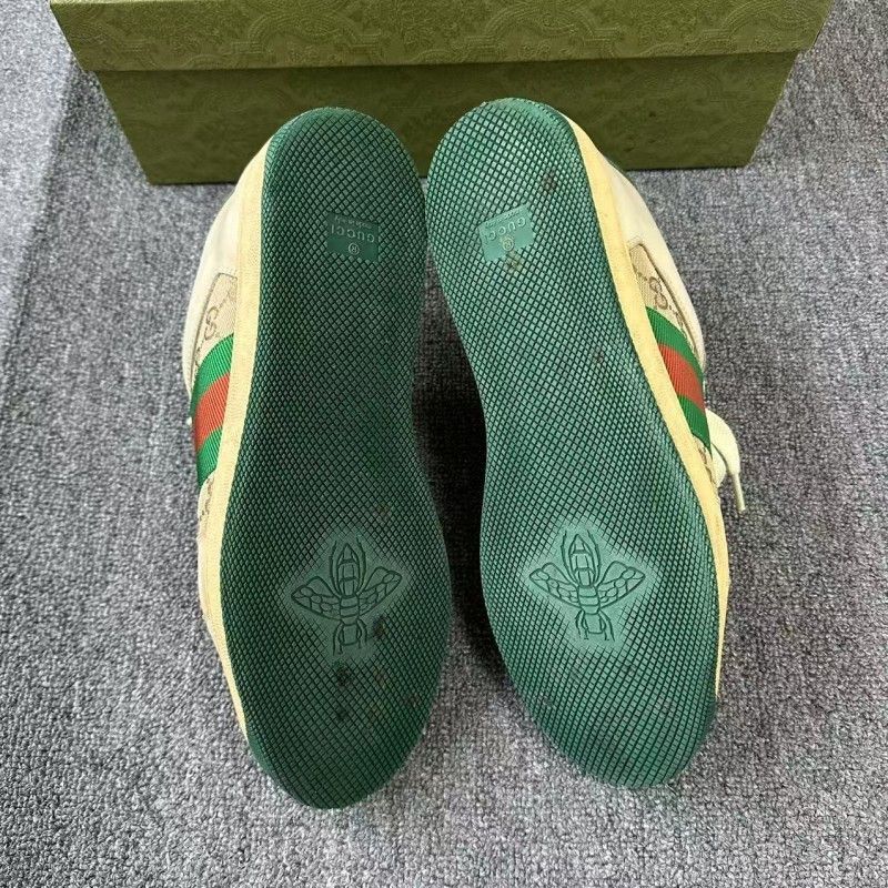 Gucci Gucci Screener Green Leather Sneakers for Men - Size US 9.5 / EU 42-43 - 4 Thumbnail