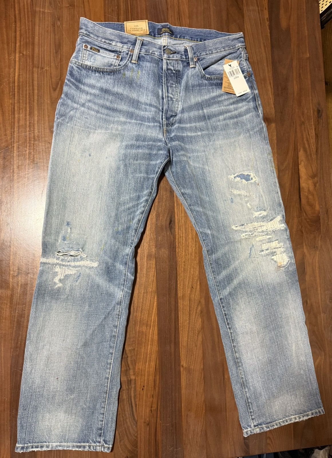 Polo Ralph Lauren Polo Ralph Lauren Blue Jeans Size 33/32 Distressed Denim Size US 33 - 1 Thumbnail