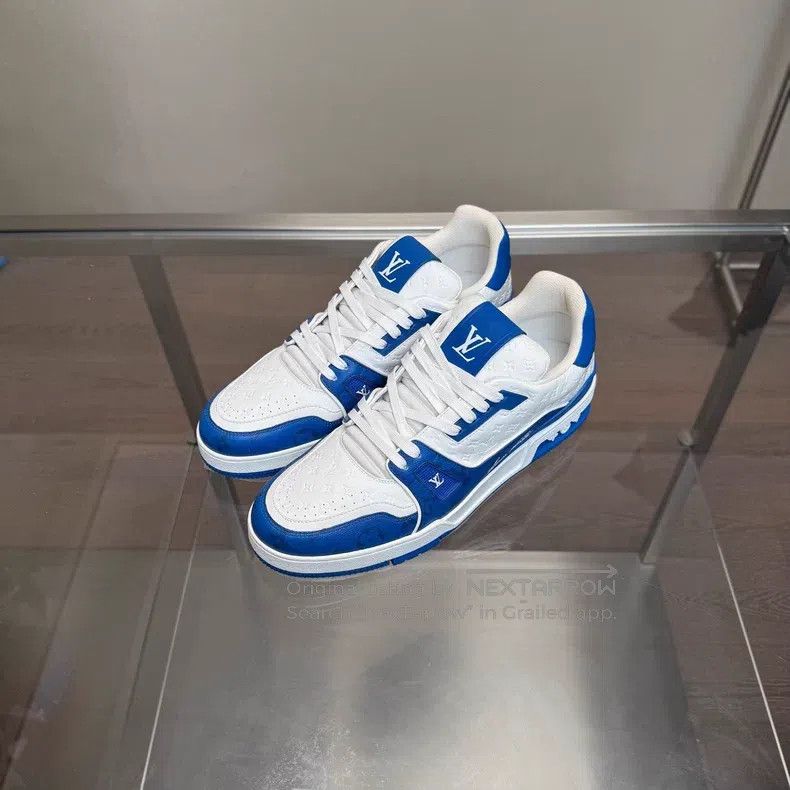 Louis Vuitton Louis Vuitton Trainer embossed full print blue shoes Size US 10 / EU 43 - 1 Thumbnail