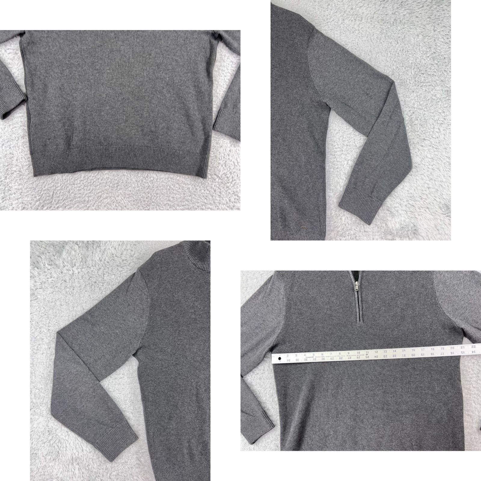 Michael Kors Michael Kors Sweater Mens Large Gray 1/4 Zip Mock Neck 100% Cotton Golf Shirt Size US L / EU 52-54 / 3 - 8 Thumbnail