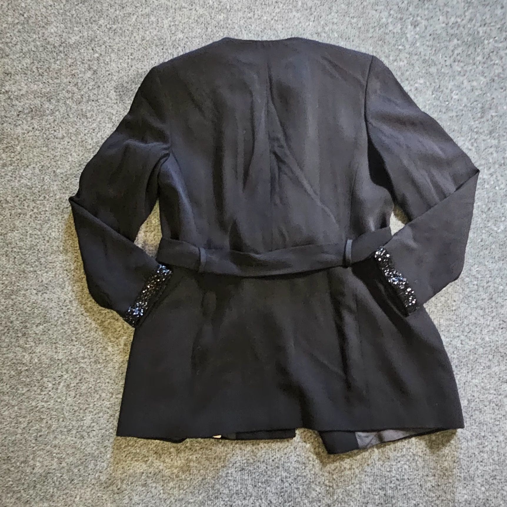Vintage Lafayette 148 Jacket Womens 10 Black Wool Open Belted Long Sleeve Career Classic Menus sharp? Size L / US 10 / IT 46 - 7 Thumbnail