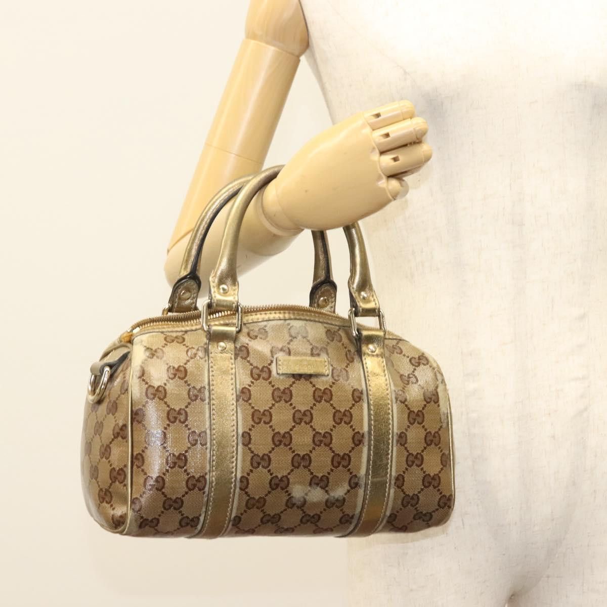 Gucci GUCCI GG Crystal Hand Bag Coated Canvas Brown Gold Size ONE SIZE - 22 Thumbnail