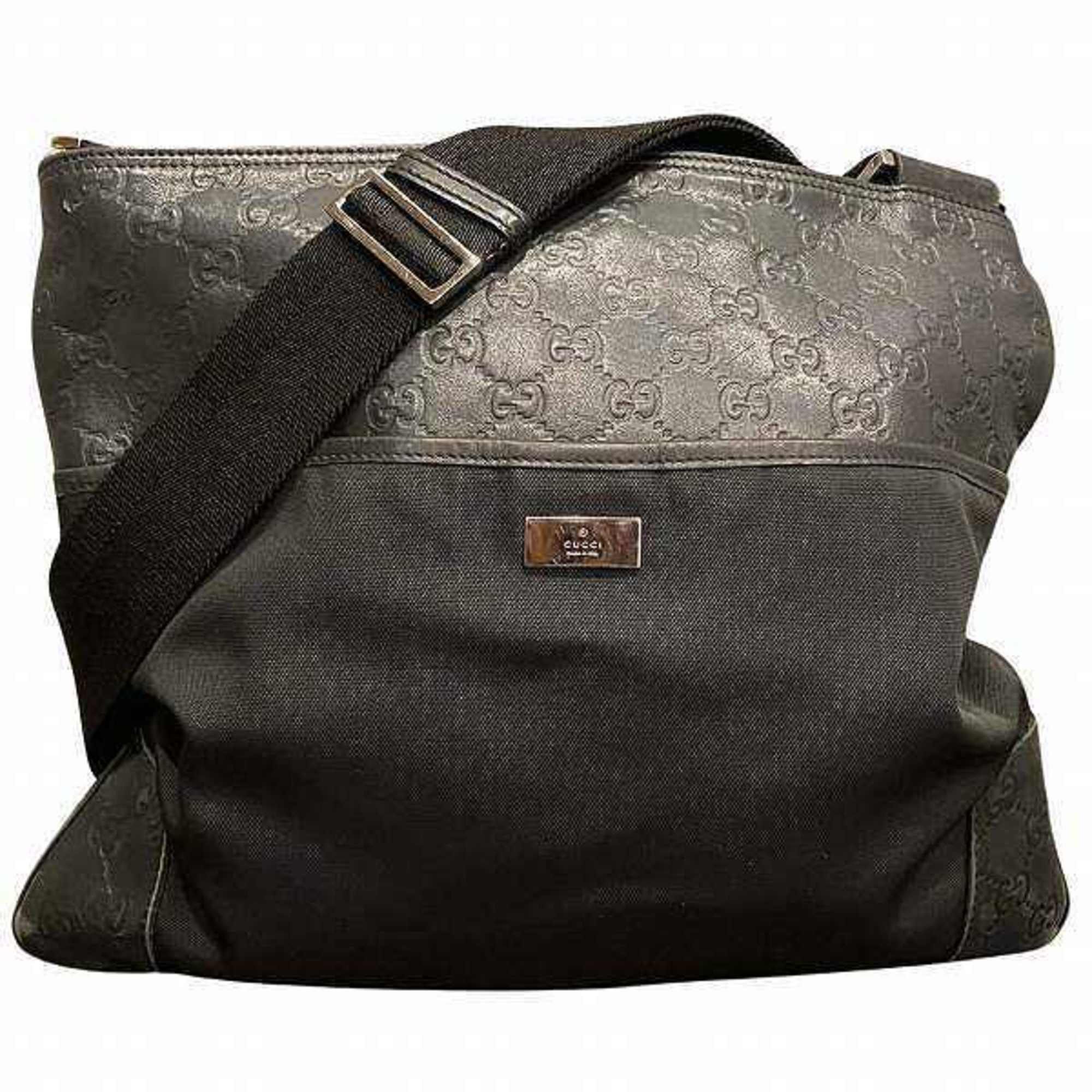 image of Gucci Guccissima 161822 Nylon Leather Bag Shoulder Men's Women's in Black