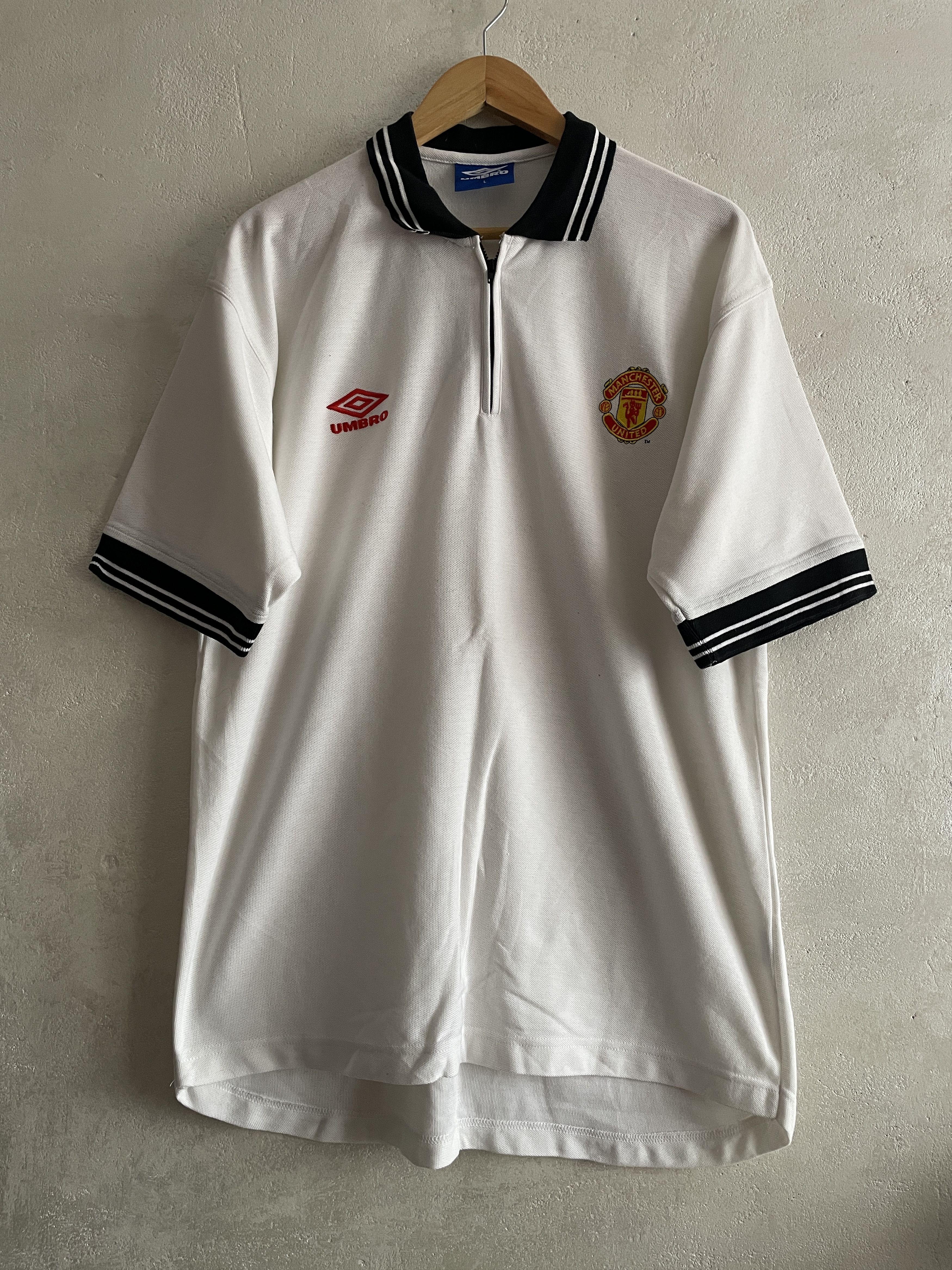 Umbro Vintage Manchester United 90s Pre Match Polo Shirt Jersey Size US L / EU 52-54 / 3 - 1 Thumbnail