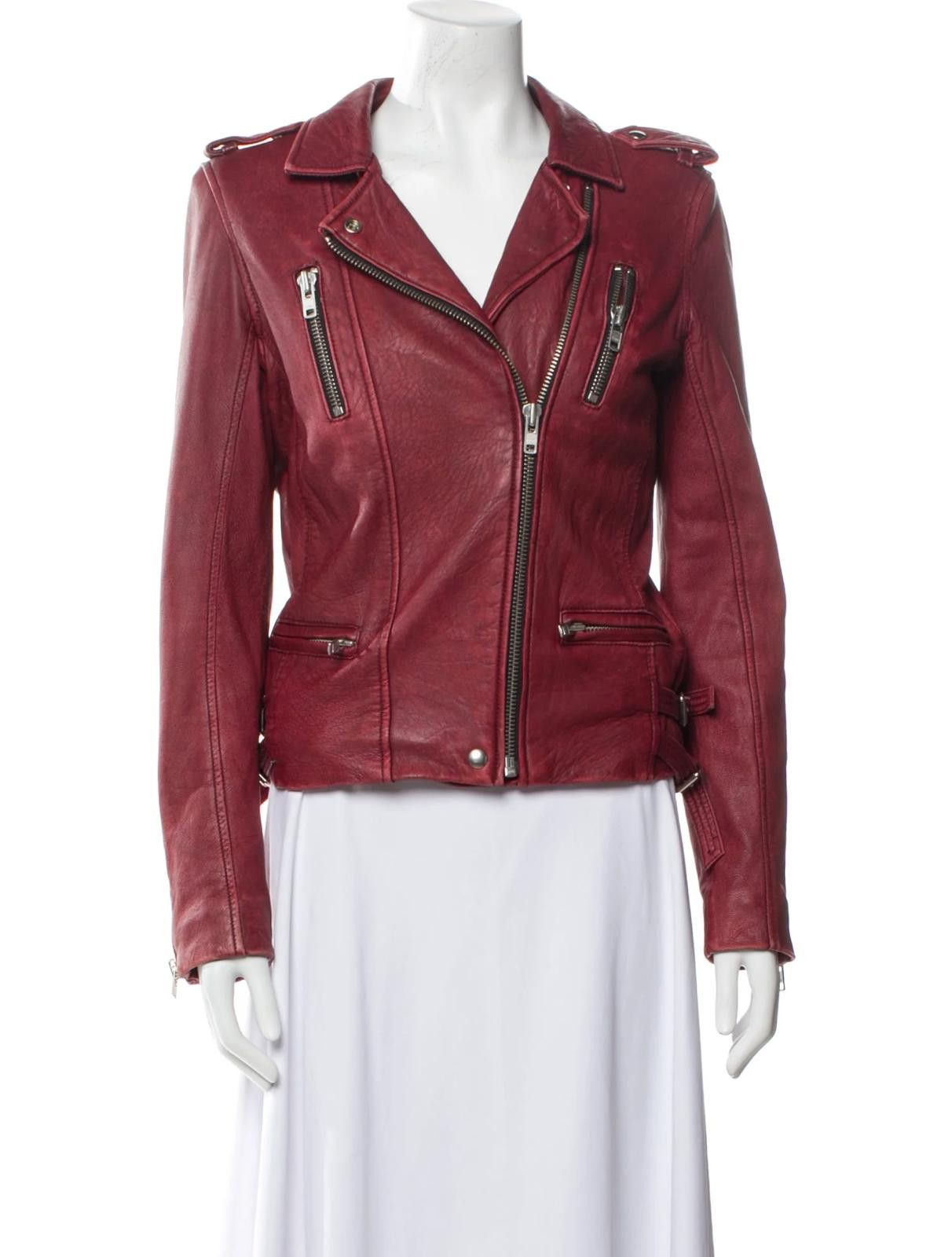 Iro Iro Lamb Leather Red Biker Jacket Size: S Size S / US 4 / IT 40 - 2 Thumbnail