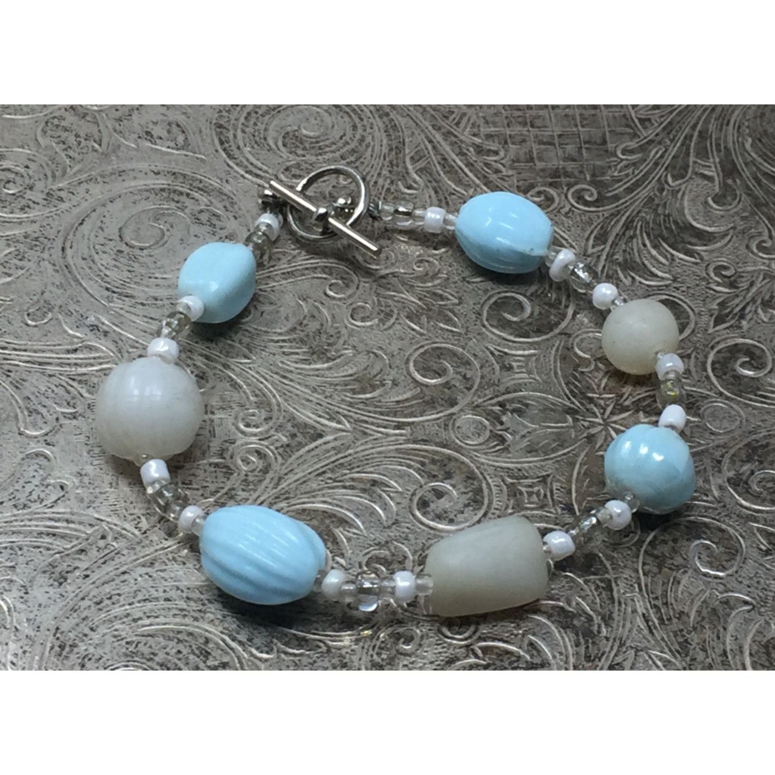 Other Women's Blue, Silver and White Beaded Bracelet with Toggle C Size ONE SIZE - 1 Thumbnail