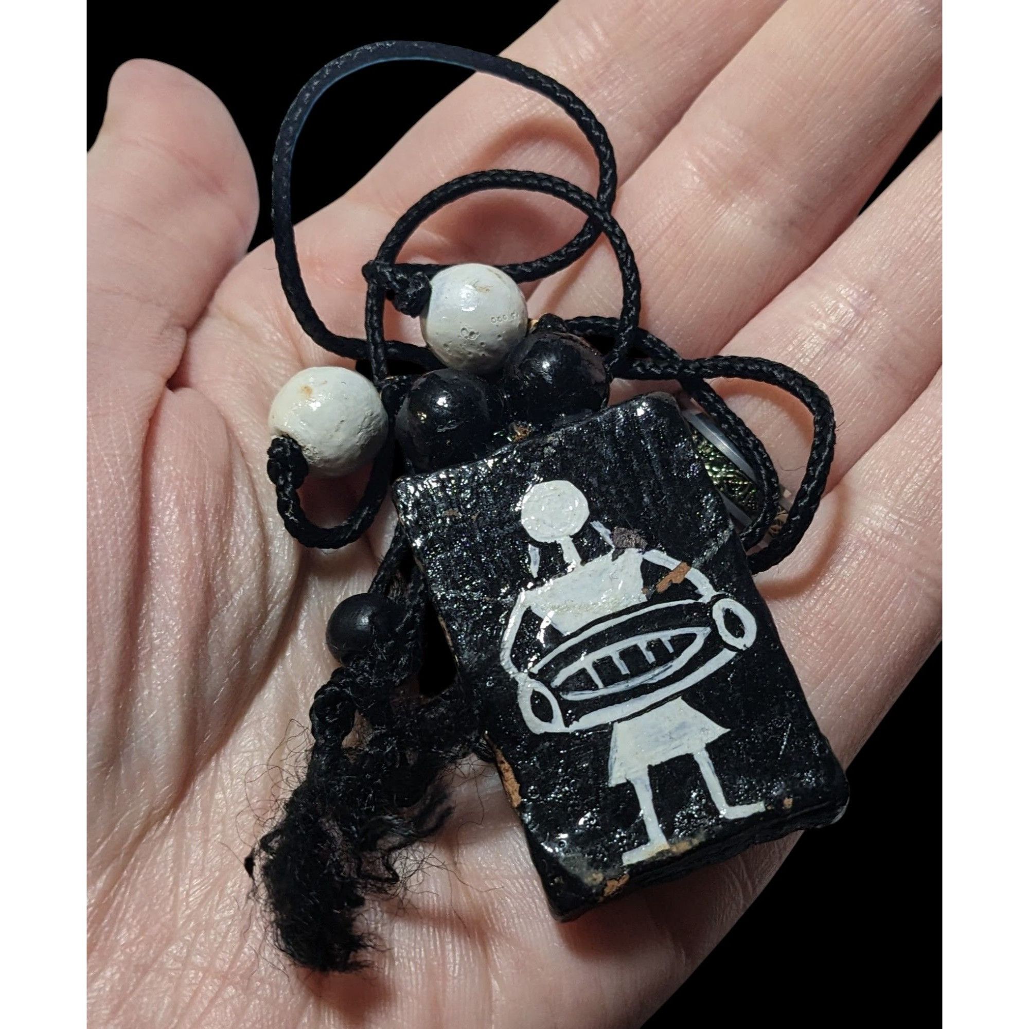 Other Vintage Terra Cotta Black And White Primitive Person Pendant Size ONE SIZE - 5 Thumbnail