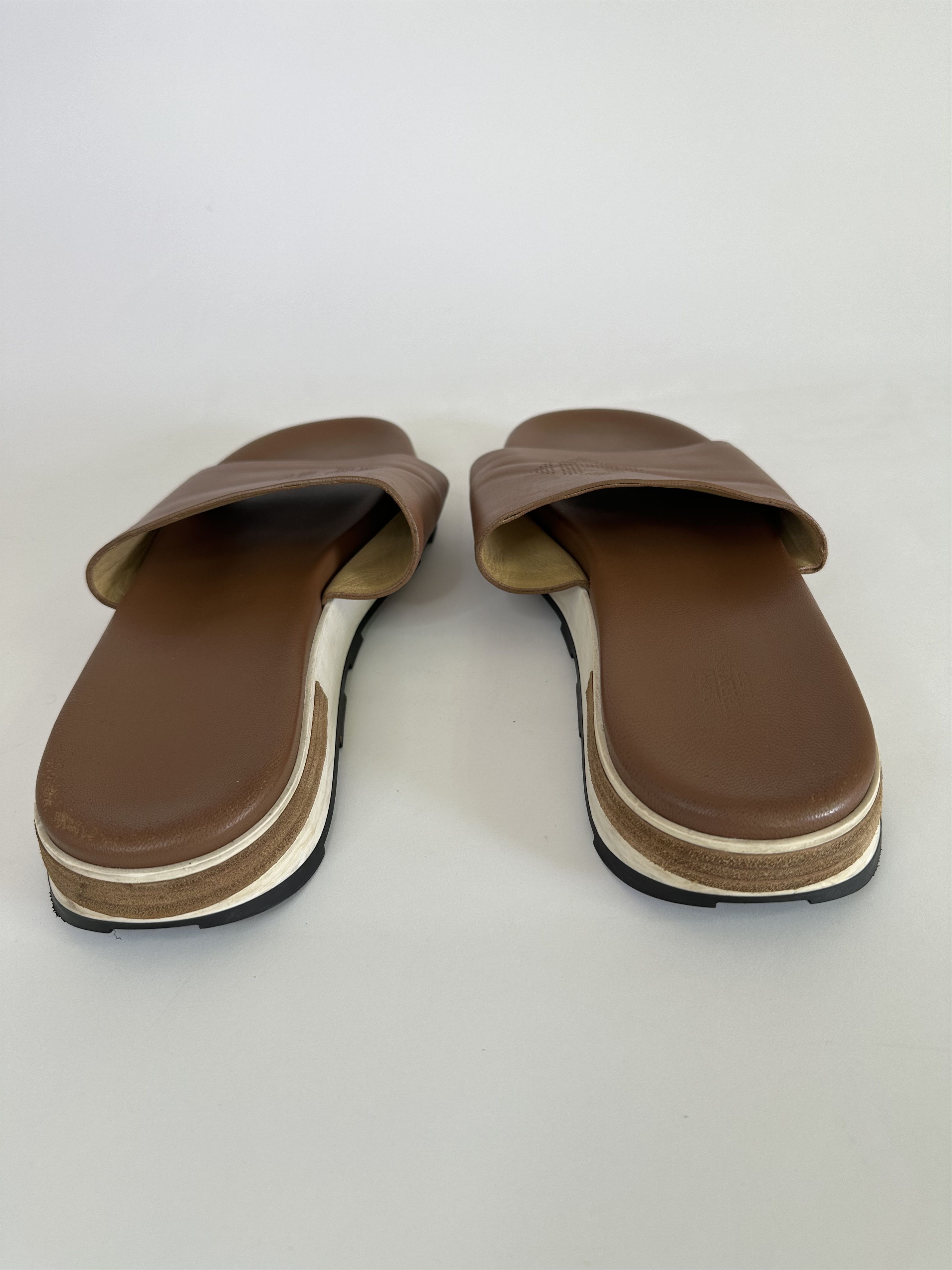 Hermes HERMES Brown Leather Slides Size 45 IT Size US 12 / EU 45 - 6 Thumbnail