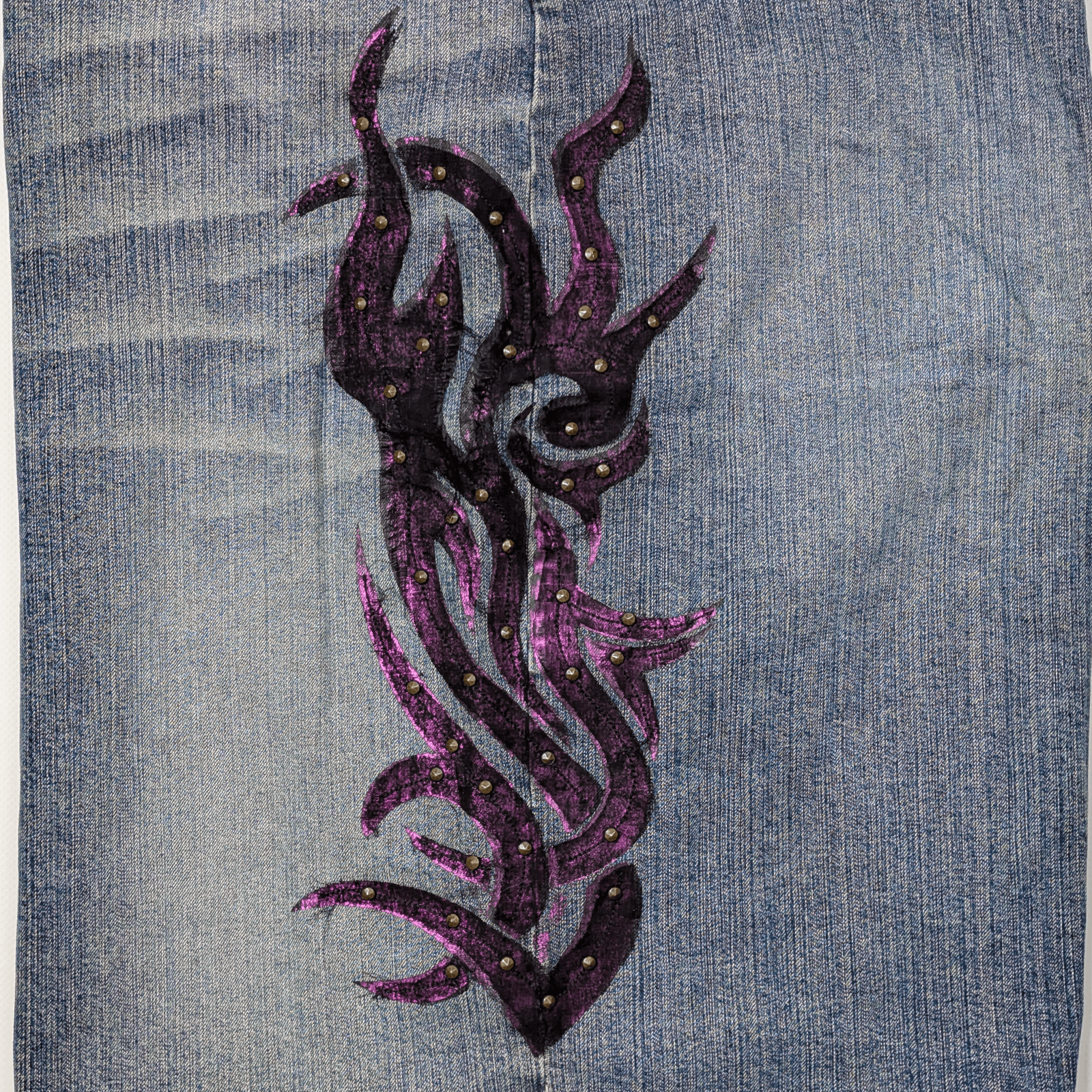 Versace Jeans Couture Versace Y2K Rhinestone Tribal Vintage 00s Denim Skirt 28/S-M Size 28" / US 6 / IT 42 - 7 Thumbnail