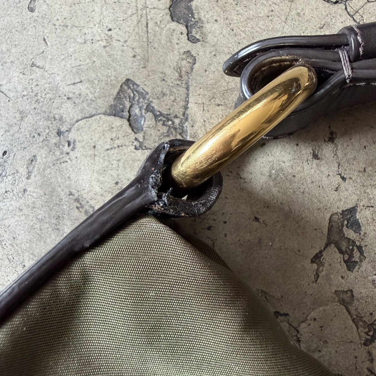 Prada Prada - Tessuto Nylon Vitello Daino Hobo Bag Olive Green Size ONE SIZE - 22 Thumbnail