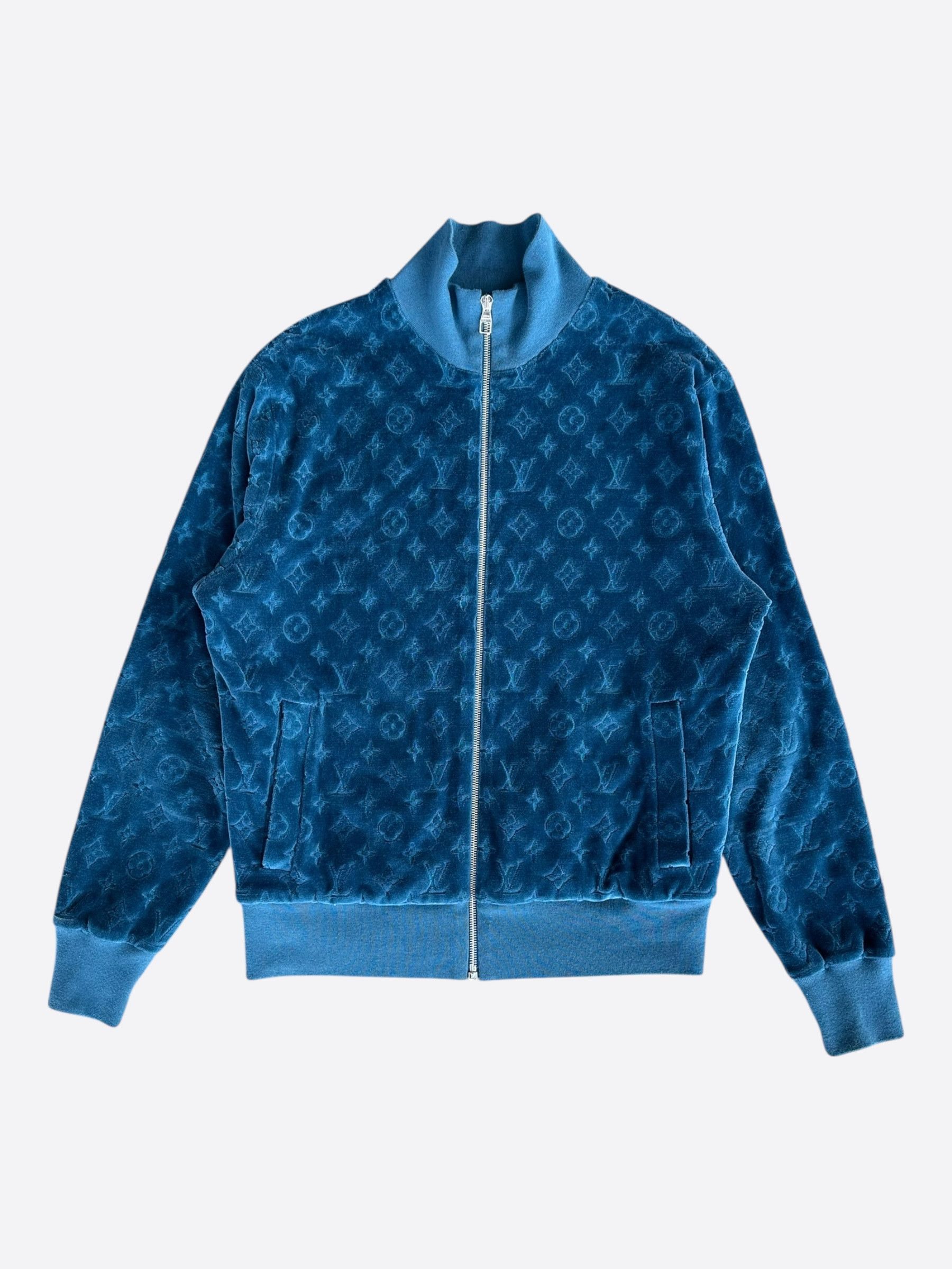 Louis Vuitton Louis Vuitton Blue Velour Monogram Track Jacket Size US M / EU 48-50 / 2 - 1 Thumbnail