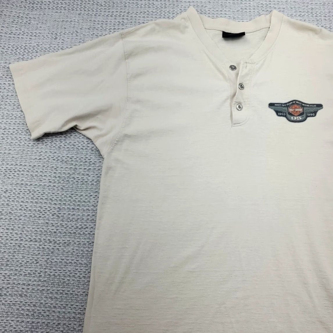 Harley Davidson VINTAGE Harley-Davidson Henley Shirt Mens 2XL T-shirt 1990s Motorcycle Biker Ivory Short Sleeve 95 Years 1995 Mens Size US XXL / EU 58 / 5 - 6 Thumbnail