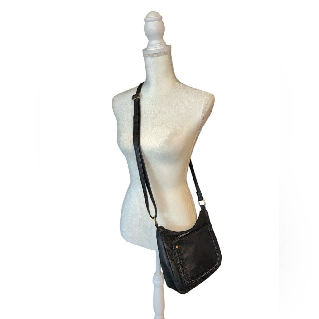 Genuine Leather Great American Leatherworks Black Leather Crossbody Purse #B Size ONE SIZE - 1 Thumbnail