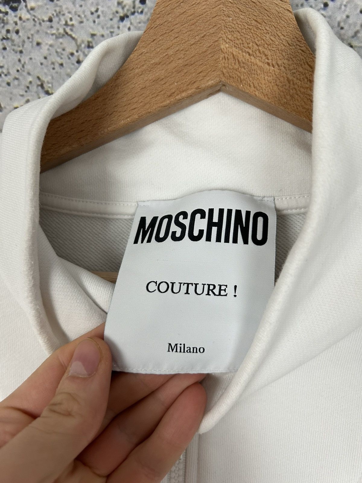 Moschino Vintage Moschino Couture White Half Zip Logo Sweatshirt Size US L / EU 52-54 / 3 - 4 Thumbnail
