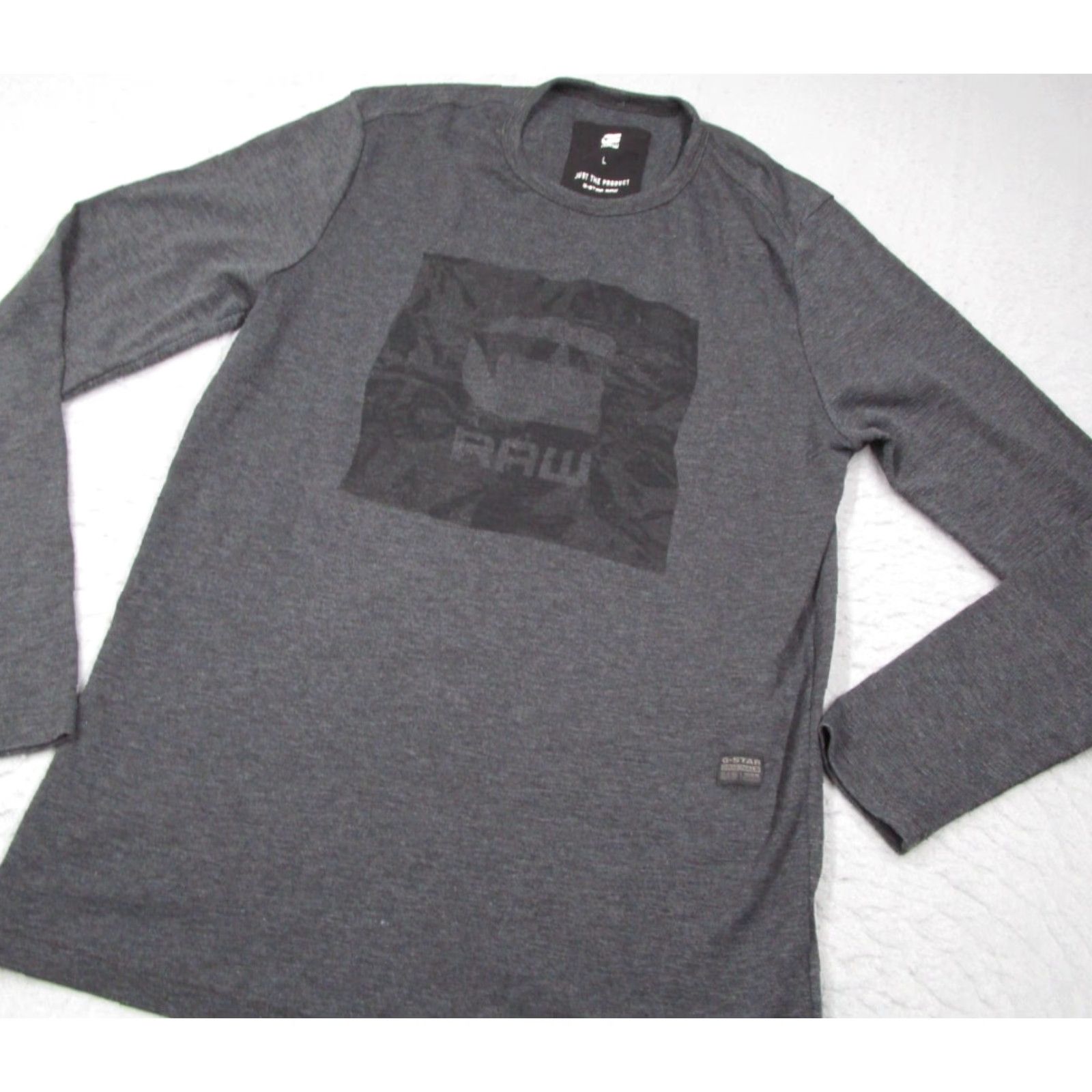 G-Star G Star Shirt Mens Large Gray Harvue Crew Neck Long Sleeve Logo Black (Gray) Cotton Blend Logo Graphic - Classic Mens L Size US L / EU 52-54 / 3 - 2 Thumbnail
