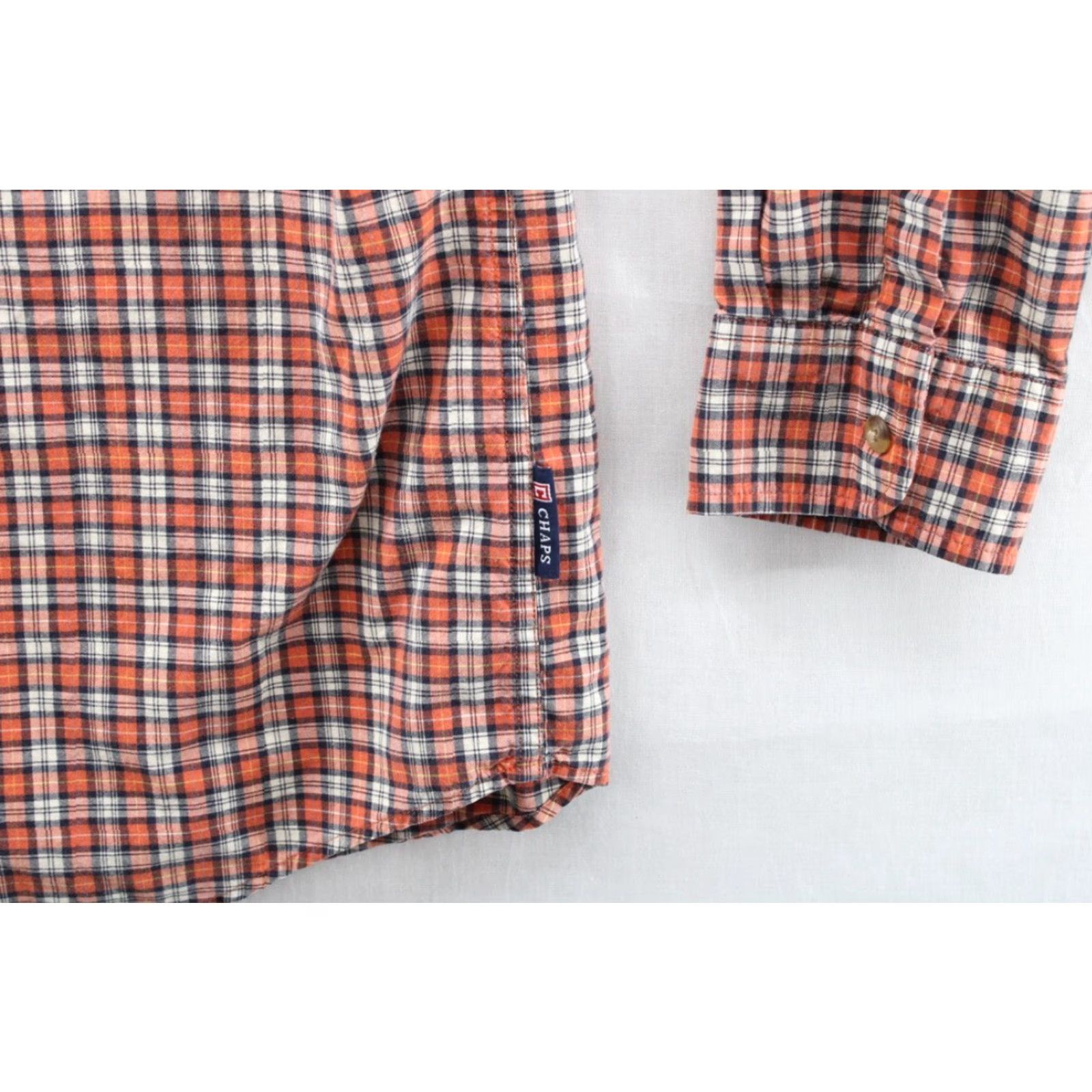 Chaps Chaps Long Sleeve Shirt Men's Large Orange Plaid Cotton Button Down Casual Shirt Size US L / EU 52-54 / 3 - 4 Thumbnail