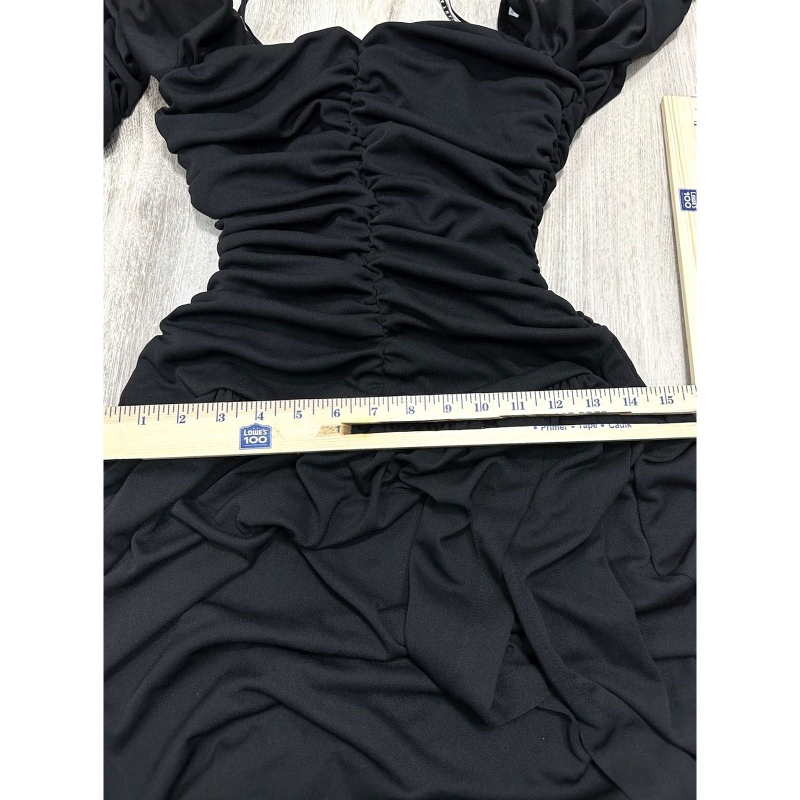 Tanya Taylor TANYA TAYLOR Marla Ruched Long Sleeve Maxi Dress Black Long Slit Gothic Size 2 Size XS / US 0-2 / IT 36-38 - 4 Thumbnail
