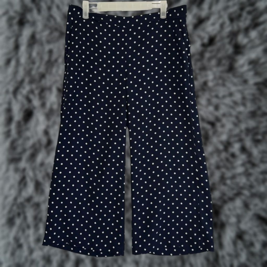 Banana Republic Banana Republic Pants Women's Navy Blue White Dots Wide Leg Elastic Waist M Regular Size 32" / US 10 / IT 46 - 1 Thumbnail