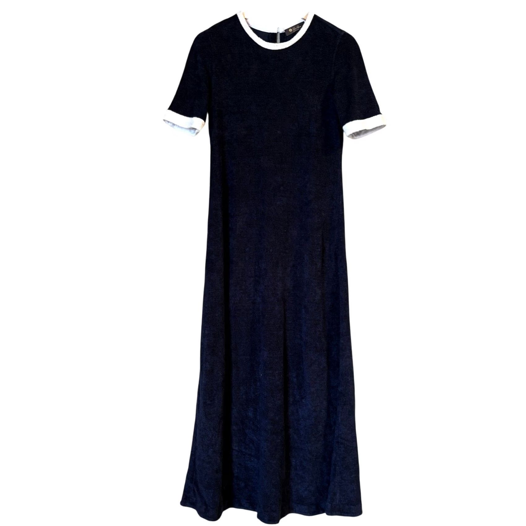 Loro Piana Loro Piana Lavagna Piped Linen Cotton Terry Dress Women's 46 Quiet Luxury Shirt Dress Midi Blue 46 Womens competição Size L / US 10 / IT 46 - 2 Thumbnail